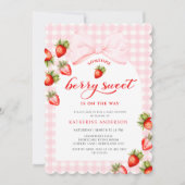 Coquette Berry Sweet Strawberry Baby shower Kaart (Voorkant)