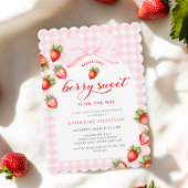 Coquette Berry Sweet Strawberry Baby shower Kaart