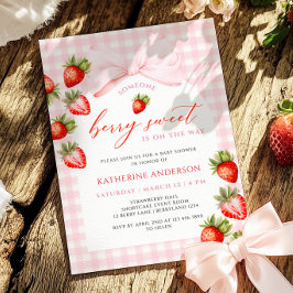Coquette Berry Sweet Strawberry Baby shower Kaart