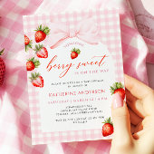 Coquette Berry Sweet Strawberry Baby shower Kaart