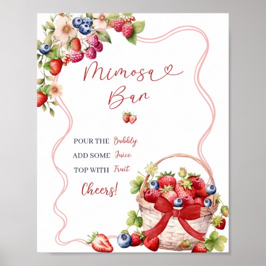 Coquette Berry Verliefd Bruidsfeest Mimosa Poster (Voorkant)