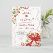 Coquette Berry Verliefde Bruiloftsfeest Uitnodigin Kaart (Staand voorkant)