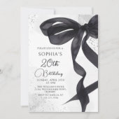 Coquette Black Bow 20e verjaardag Uitnodiging (Voorkant)