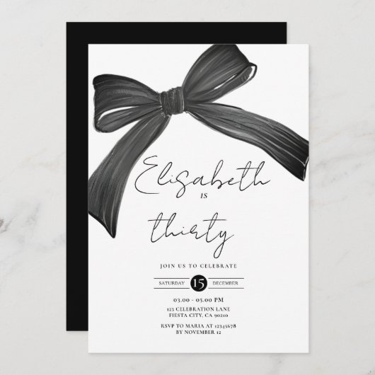 Coquette Black Bow 30e uitnodiging (Voorkant / Achterkant)