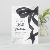 Coquette Black Bow 30e verjaardag Uitnodiging (Staand voorkant)
