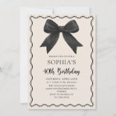 Coquette Black Bow 40e verjaardag Uitnodiging (Voorkant)