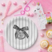 Coquette Black Bow & Disco Ball Elegante Verjaarda Papieren Bordje (Feest)