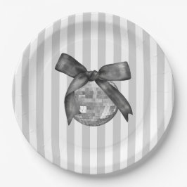 Coquette Black Bow & Disco Ball Elegante Verjaarda Papieren Bordje