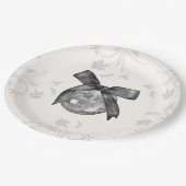 Coquette Black Bow & Disco Ball Elegante Verjaarda Papieren Bordje (Gekanteld)