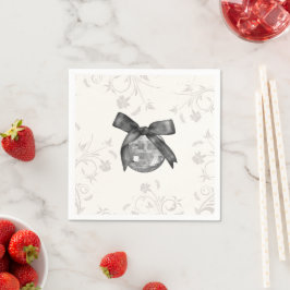 Coquette Black Bow & Disco Ball Elegante Verjaarda Servet