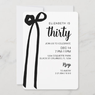 Coquette Black Bow Invitation, bewerkbare uitnodig Kaart