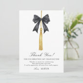 Coquette Black Bow on Tassel Graduation  Bedankkaart (Staand voorkant)
