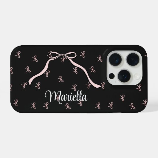 Coquette Black Bow Personalized Phone iPhone Hoesje (Achterkant horizontaal)