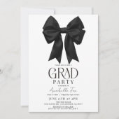 Coquette Black Bow Ribbon Afstudeerfeest Kaart (Voorkant)