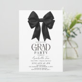 Coquette Black Bow Ribbon Afstudeerfeest Kaart (Staand voorkant)
