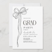 Coquette Black Bow Ribbon Afstudeerfeest Kaart (Voorkant)