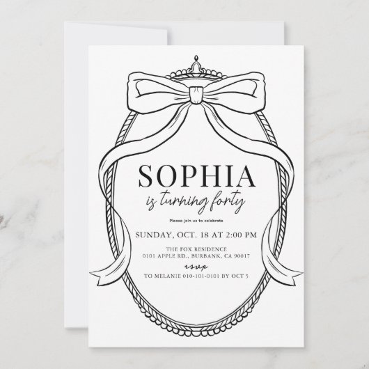 Coquette Black Bow Ribbon Lijst Verjaardag voor vo Kaart (Voorkant)