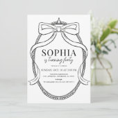 Coquette Black Bow Ribbon Lijst Verjaardag voor vo Kaart (Staand voorkant)