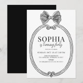 Coquette Black Bow / Ribbon Lijst Volwassen Verjaa Kaart (Voorkant / Achterkant)