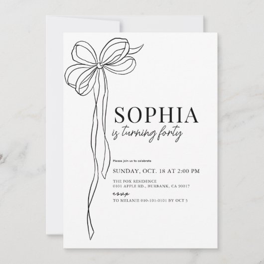 Coquette Black Bow Ribbon Volwassen Verjaardag Kaart (Voorkant)