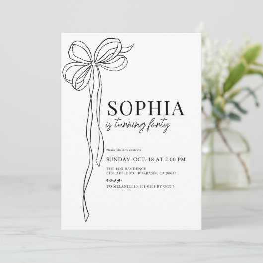 Coquette Black Bow Ribbon Volwassen Verjaardag Kaart (Staand voorkant)