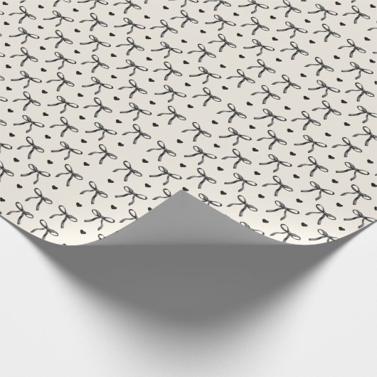 Coquette Black Bow Schattige Hart Vrouwelijk Schat Cadeaupapier (Hoek)