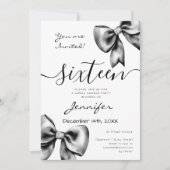 Coquette Black Bow Sweet 16 verjaardag Kaart (Voorkant)