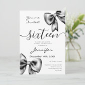 Coquette Black Bow Sweet 16 verjaardag Kaart (Staand voorkant)