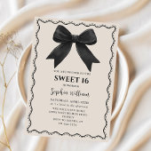 Coquette Black Bow Sweet 16 Verjaardag Uitnodiging