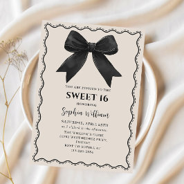 Coquette Black Bow Sweet 16 Verjaardag Uitnodiging