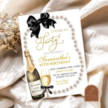 Coquette Black Bow Uitnodiging voor volwassen verj