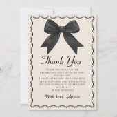 Coquette Black Bow Vrijgezellenfeest Bedankt Card (Voorkant)