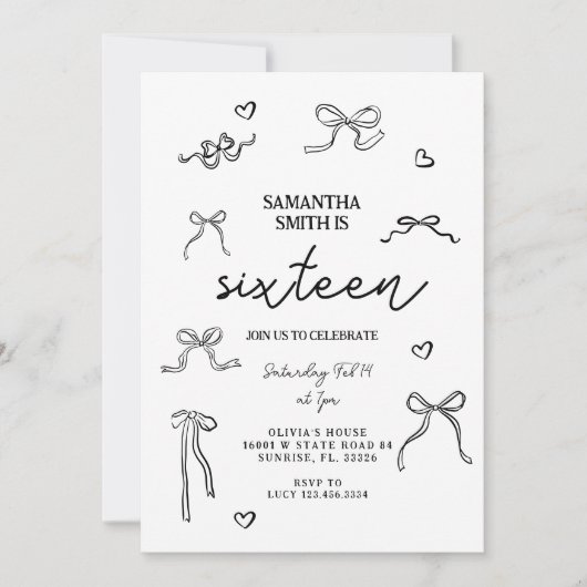 Coquette Black Bows 21e verjaardagsfeestje Kaart (Voorkant)