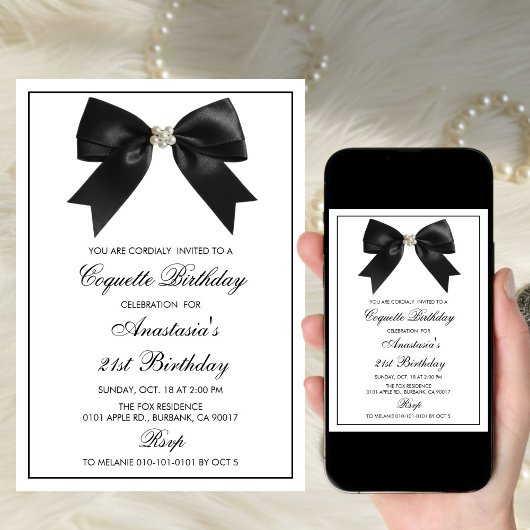 Coquette Black Ribbon,Coquette Party Birthday Kaart