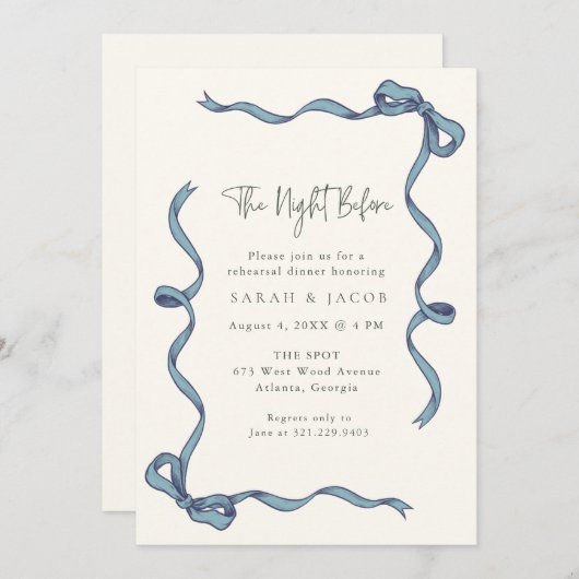 Coquette blauw de avond voor het repetitiediner kaart (Voorkant / Achterkant)