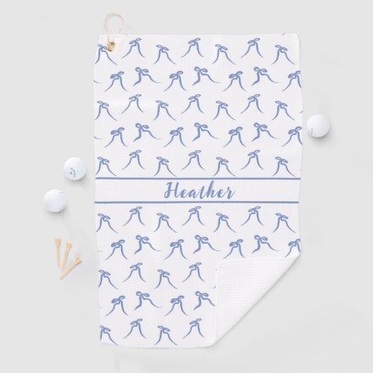 Coquette Blauw en Wit Bogen Golfhanddoek (Insitu)