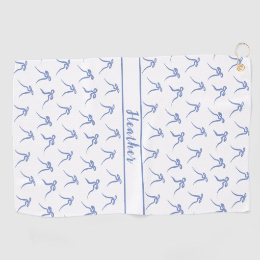 Coquette Blauw en Wit Bogen Golfhanddoek (Horizontaal)