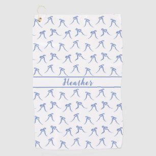 Coquette Blauw en Wit Bogen Golfhanddoek