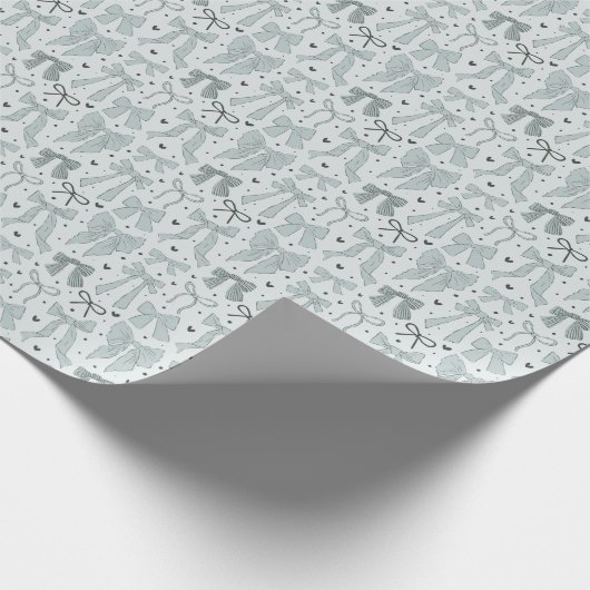 Coquette Blauwe Bogen & Harten Cadeaupapier (Hoek)