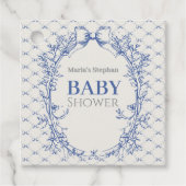  Coquette Blauwe Boog Bloemen Bedankjes Labels (Voorkant)