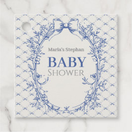  Coquette Blauwe Boog Bloemen Bedankjes Labels