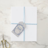 Coquette Blauwe Boog Bloemen Cadeaulabel (Met Touw)