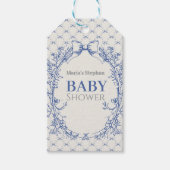 Coquette Blauwe Boog Bloemen Cadeaulabel (Voorkant)