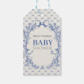 Coquette Blauwe Boog Bloemen Cadeaulabel (Achterkant)