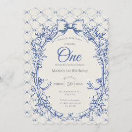  Coquette Blauwe Boog Bloemen Kaart