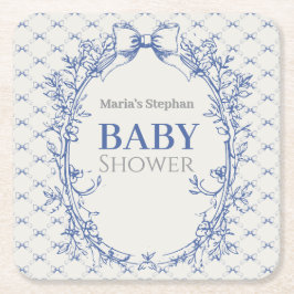  Coquette Blauwe Boog Bloemen Kartonnen Onderzetters