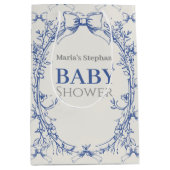 Coquette Blauwe Boog Bloemen Medium Cadeauzakje (Voorkant)