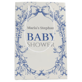  Coquette Blauwe Boog Bloemen Medium Cadeauzakje