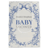 Coquette Blauwe Boog Bloemen Medium Cadeauzakje (Achterkant)