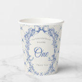 Coquette Blauwe Boog Bloemen Papieren Bekers (Achterkant)